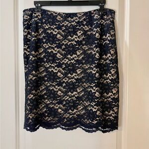 Inc International Concepts Black Lace Skirt with Beige Lining Size 12
